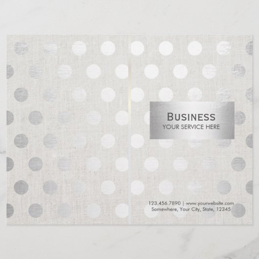 Modern Silver Dots Classy Linen Bi-Fold Brochures (Front)