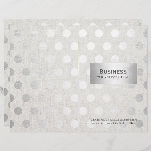 Modern Silver Dots Classy Linen Bi-Fold Brochures (Front/Back)