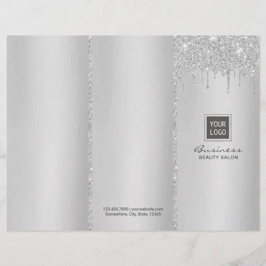 Modern Silver Drip Beauty Salon Tri-Fold Bruchures (Front)