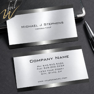 Modern Silver Executive Corporate Foil Business Cards