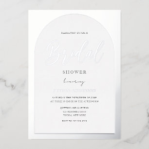 Modern Silver Foil Arch Script Bridal Shower Foil Invitation