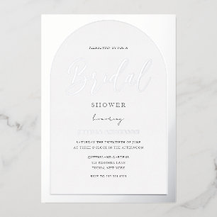 Modern Silver Foil Arch Script Bridal Shower Invitation