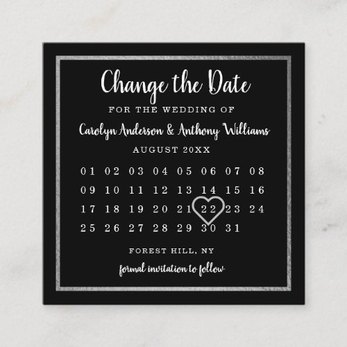 Modern Silver Foil Calendar Change The Date Enclosure Card