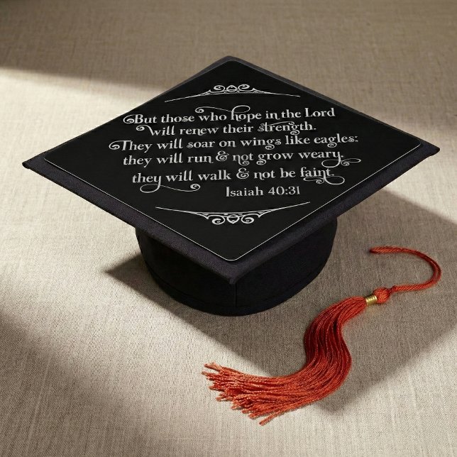 Modern Silver Foil Christian Bible Verse Isaiah 40 Graduation Cap Topper (Creator Uploaded)