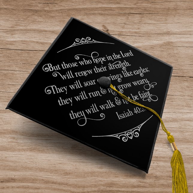Modern Silver Foil Christian Bible Verse Isaiah 40 Graduation Cap Topper (Creator Uploaded)