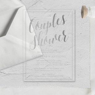 Modern Silver Foil Effect Couples Wedding Shower Acrylic Invitations