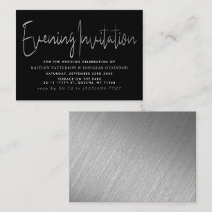 Modern Silver Foil Script Evening Event Ticket Enclosure Card