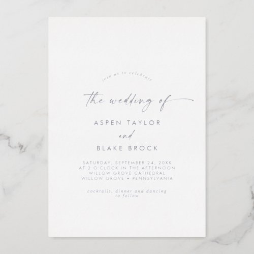 Modern Silver Foil Script The Wedding Of Foil Invitation