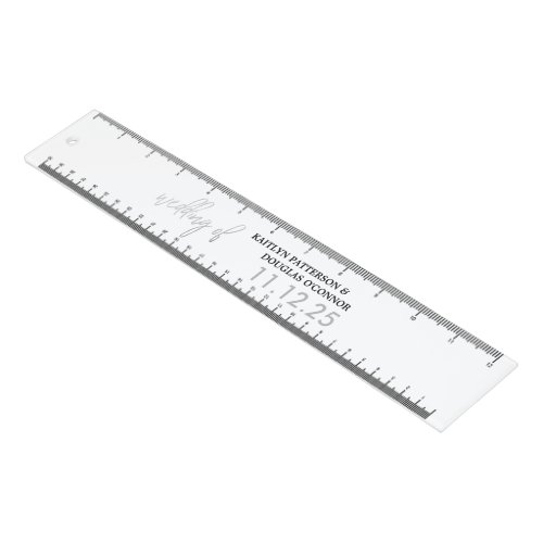 Modern Silver Foil Script Wedding Favor Ruler