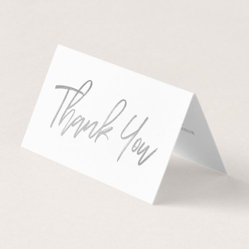 Modern Silver Foil Script Wedding Thank You Card