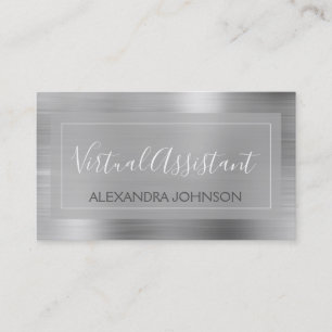 Modern Silver Foil Virtual Assistant Business Card