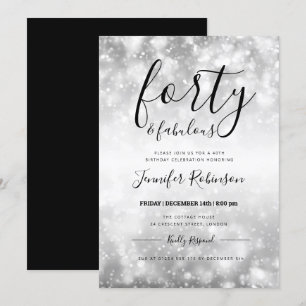 Modern Silver Forty & Fabulous 40th Birthday Invitation