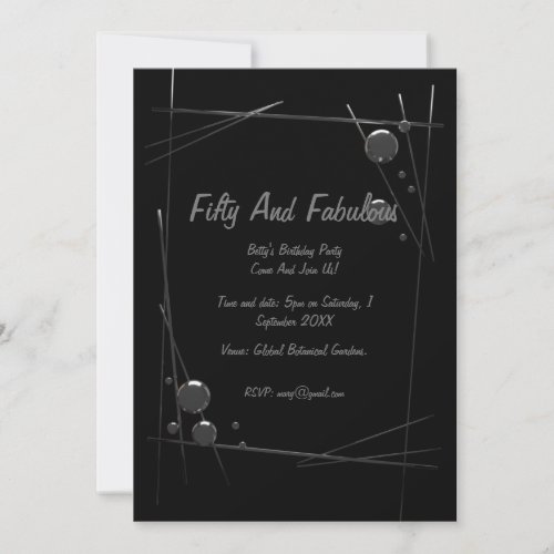 Modern Silver Frame Fifty And Fabulous Birthday Invitation