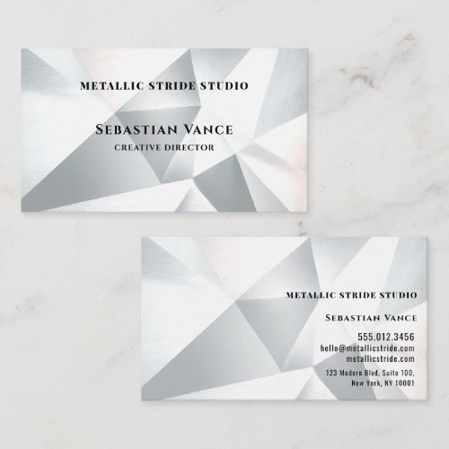Modern Silver Geometric Business Card