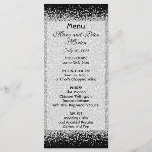 Modern Silver Glitter and Black Menu