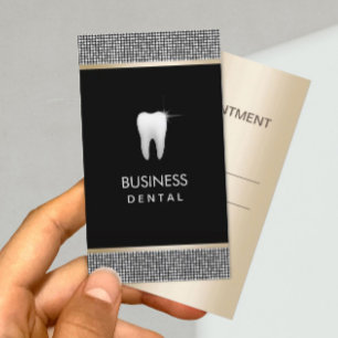 Modern Silver Glitter Border Dental Appointment Card