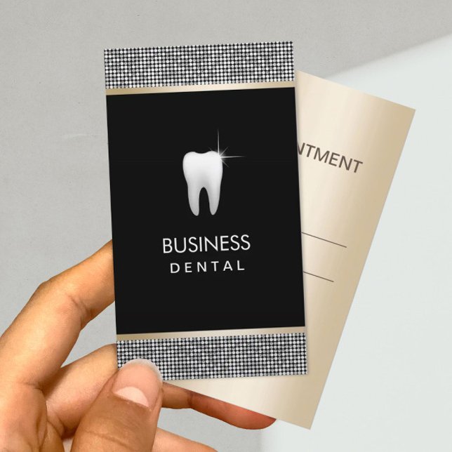 Modern Silver Glitter Border Dental Appointment Card (Creator Uploaded)