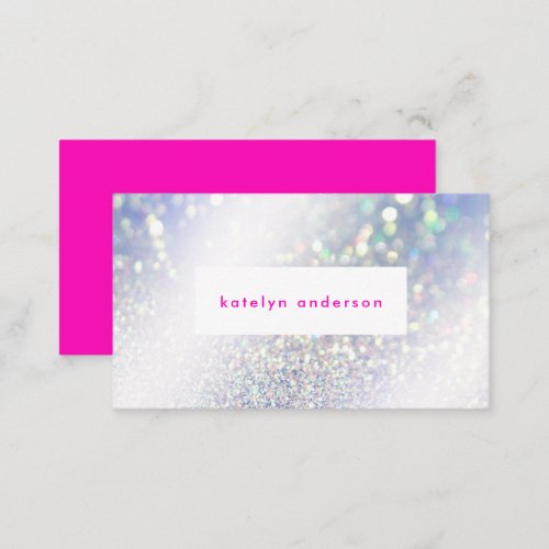Modern Silver Glitter Bright Pink Make_up and Hair Business Card