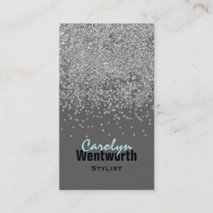 Modern Silver Glitter Business Card