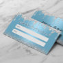 Modern Silver Glitter Drips Blue Salon & SPA Appointment Card