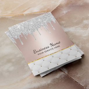 Modern Silver Glitter Drips Rose Gold Luxury Pocket Folder