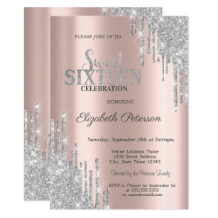 Rose Gold And Silver Invitations Zazzle