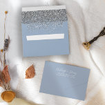 Modern Silver Glitter Dusty Blue Wedding Envelope<br><div class="desc">The inside of this elegant modern wedding invitation envelope features a silver faux glitter design on a dusty blue background. Customize the back flap with the names of the bride and groom in white handwriting script and return address in copperplate font on a dusty blue background.</div>