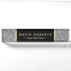 Modern Silver Glitter Elegant Black Label