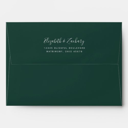 Modern Silver Glitter Emerald Green Wedding Envelope