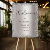 Modern Silver Glitter(Faux Glitter) Bridal Shower