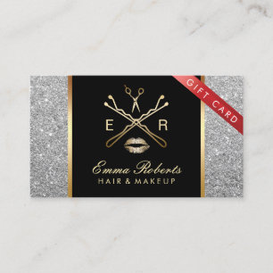 Modern Silver Glitter Hair Makeup Gift Certificate