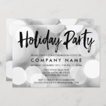 Modern Silver Glitter Lights Holiday Party Invitation