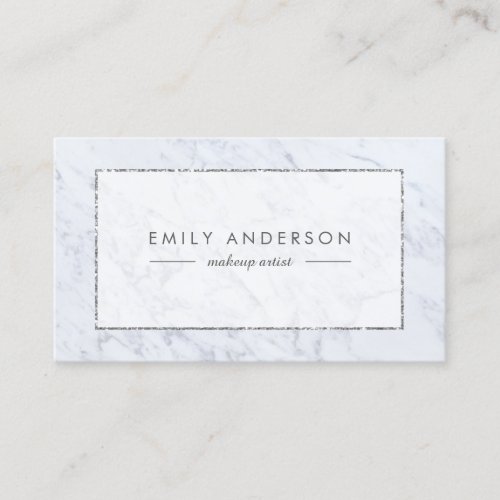 Modern Silver Glitter Marble Business Card