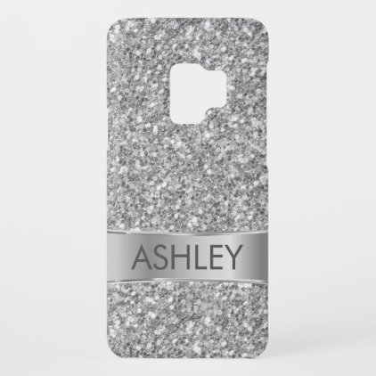 Modern Silver Glitter Metallic Stripe Case-Mate Samsung Galaxy S9 Case
