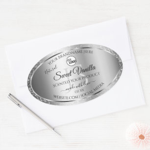 Modern Silver Glitter Monogram Product Labels Logo