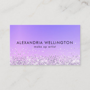 Modern Silver Glitter Ombre Make Up Artist  Business Card