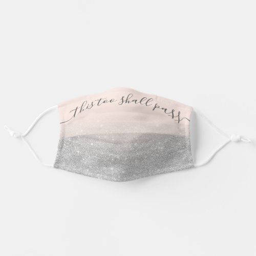 Modern silver glitter ombre pink quote adult cloth face mask