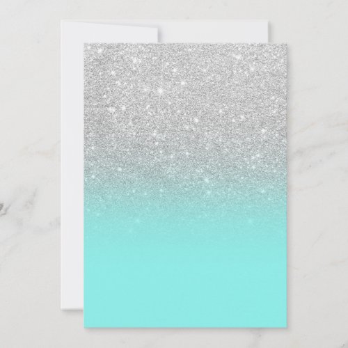 Modern silver glitter ombre teal ocean