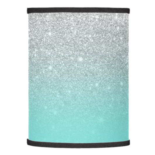 Modern silver glitter ombre teal ocean lamp shade (Left)