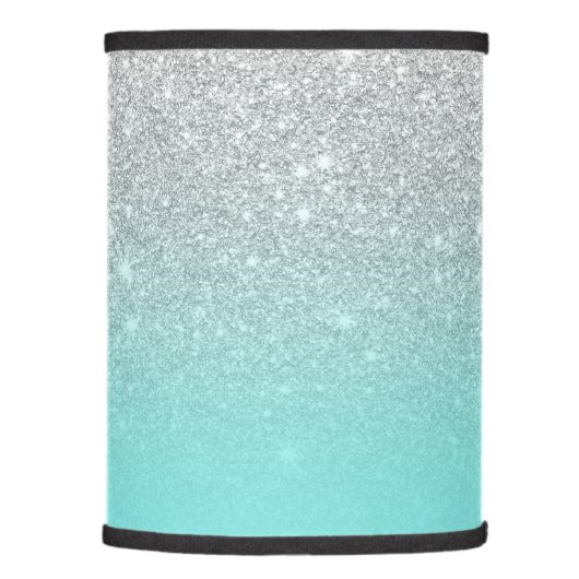 Modern silver glitter ombre teal ocean lamp shade (Right)