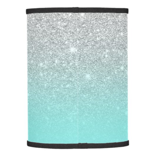 Modern silver glitter ombre teal ocean lamp shade (Back)