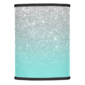 Modern silver glitter ombre teal ocean lamp shade (Front)