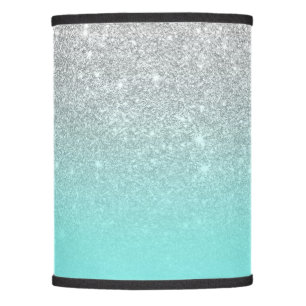 Modern silver glitter ombre teal ocean lamp shade