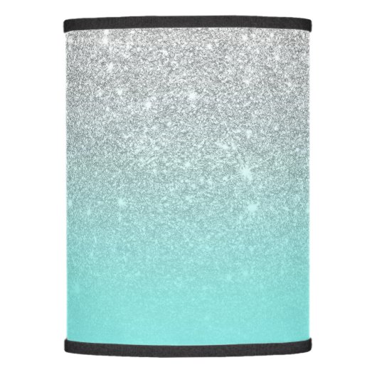 Modern silver glitter ombre teal ocean lamp shade (Front)