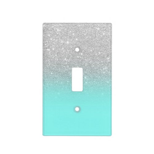 Modern silver glitter ombre teal ocean light switch cover
