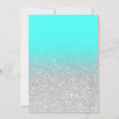 Modern silver glitter ombre turquoise Sweet 16 Invitation (Back)