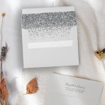 Modern Silver Glitter Pale Gray Wedding Envelope<br><div class="desc">The inside of this elegant modern wedding invitation envelope features a silver faux glitter design on a pale gray background. Customize the back flap with the names of the bride and groom in charcoal gray handwriting script and return address in copperplate font on a pale gray background.</div>
