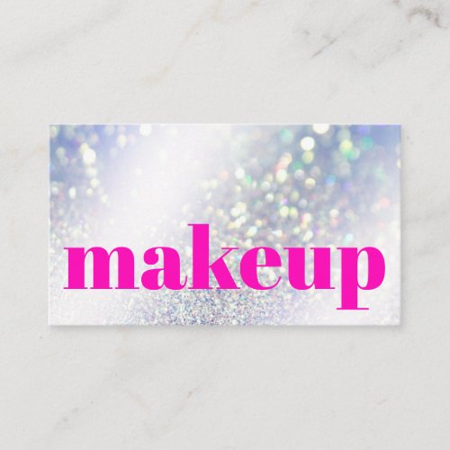 Modern Silver Glitter Pink Iridescent Make_up Business Card