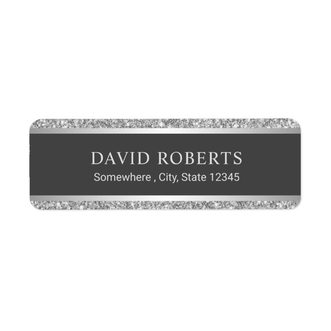 Modern Silver Glitter Professional Label (Front)