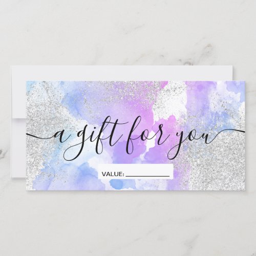 Modern silver glitter purple watercolor gift